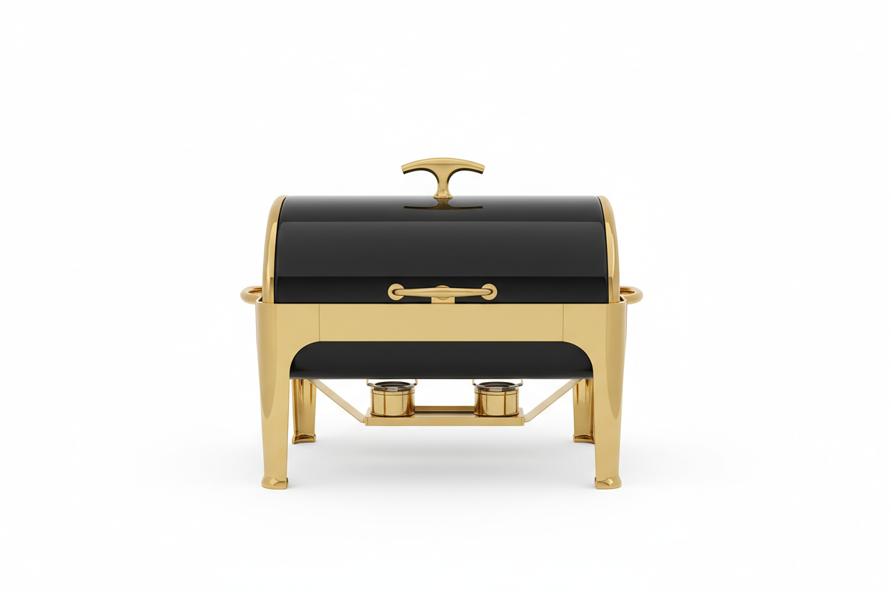 The Eternal 8 Qt – Black & Gold Roll-Top Chafer